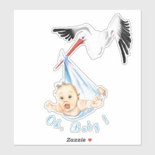 Storch Tragend Baby Funny Sticker - Ihr Text