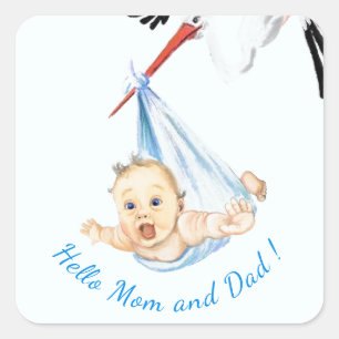 Storch Tragend Baby Sticker Funny - Benutzerdefini