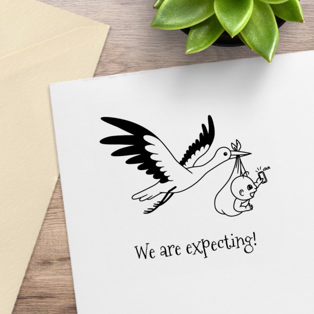 Storch trägt Baby Bundle erwartet Schwangerschaft Gummistempel (Von Creator hochgeladen)