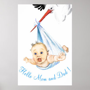 Storch trägt Baby Poster Malerei