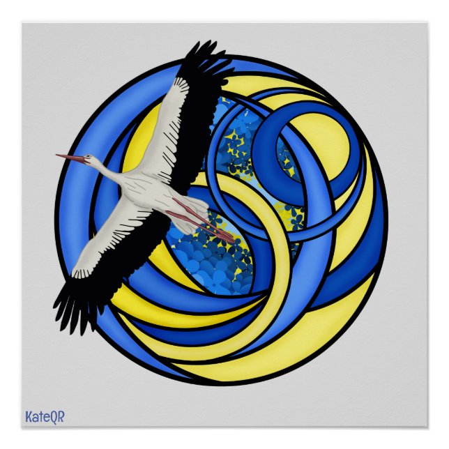 Storch. Ukrainische abstrakte Kunst Poster (Vorderseite)