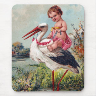 Storch und Baby ab 1909 Mousepad