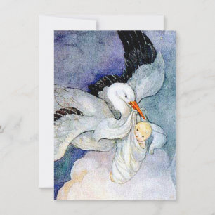 Storch und Baby individuell anpassbar Einladung