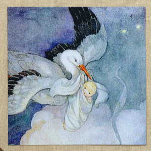 Storch und Baby individuell anpassbar Einladung