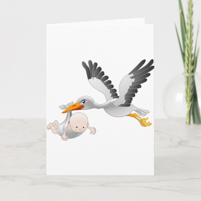 Storch und Baby Karte (Vorderseite)