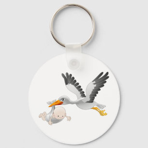 Storch und Baby Schlüsselanhänger