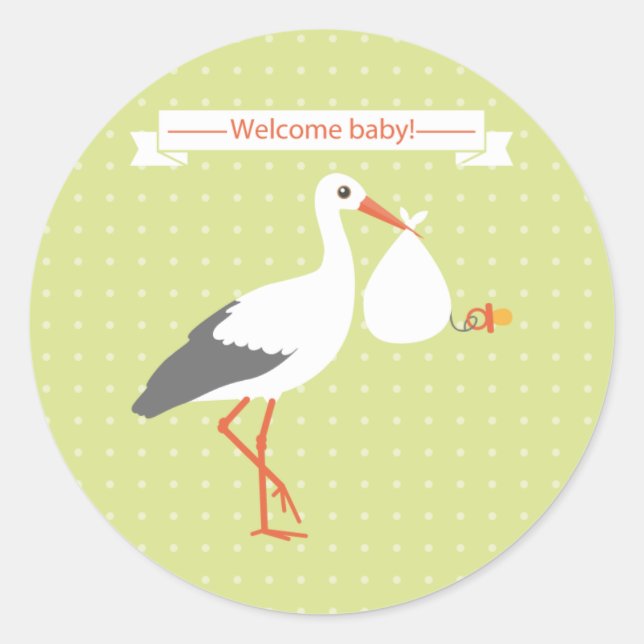 Storch Welcome baby Sticker (Vorderseite)