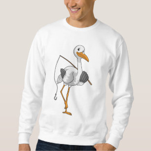 Storch wie Fisher mit Angelrute Sweatshirt