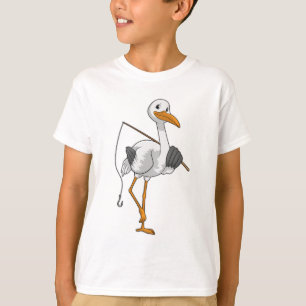 Storch wie Fisher mit Angelrute T-Shirt
