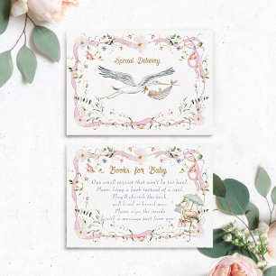 Storch Wildblumen-Band Bücher für Baby Shower Begleitkarte
