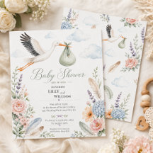 Storch Wolken Baby Shower Vintage
