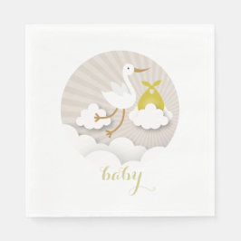 Storch + Wolken Neutrale Babydusche Napkins Serviette