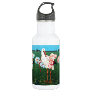 STORCH ZWILLINGS-BABYSHOWER, Rosa ,Türkisblau Trinkflasche