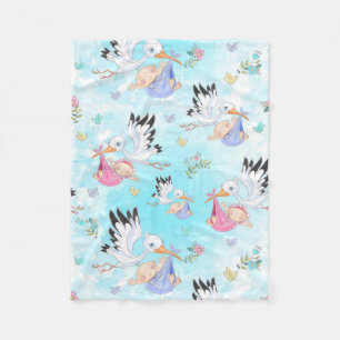Storchen Rosa und Blau Fleecedecke