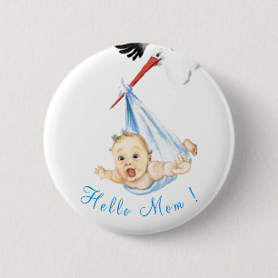 Storchenhalter Baby Funny Button - Benutzerdefinie