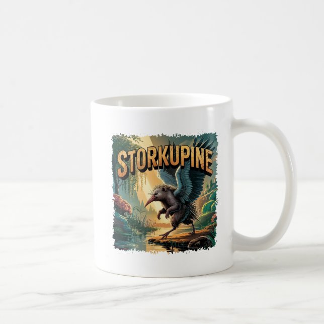 Storchigel-Illustration – Storch Stachelschwein Lu Kaffeetasse (Rechts)