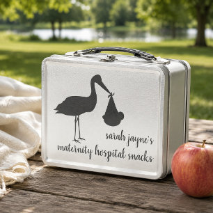 Storchlieferung Mama als Retro-Metal-Lunch Box Metall Brotdose
