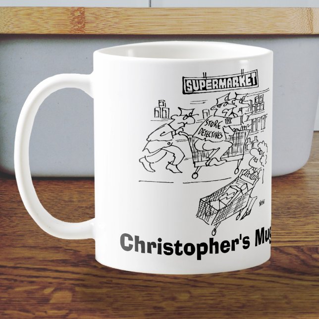 Store Detectives Shopping Trolley Store Security Kaffeetasse (Close up)