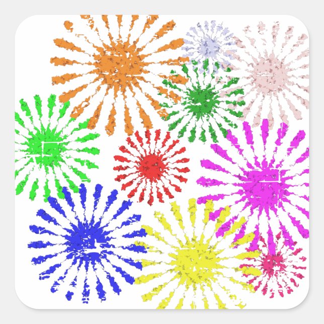 Störende Blume Burst Quadratischer Aufkleber (Vorderseite)