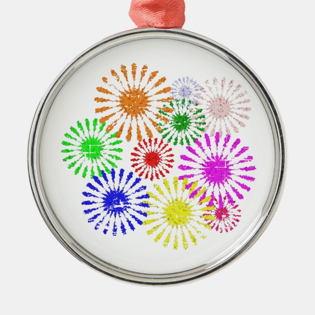 Störende Blume Burst Silbernes Ornament (Vorne)
