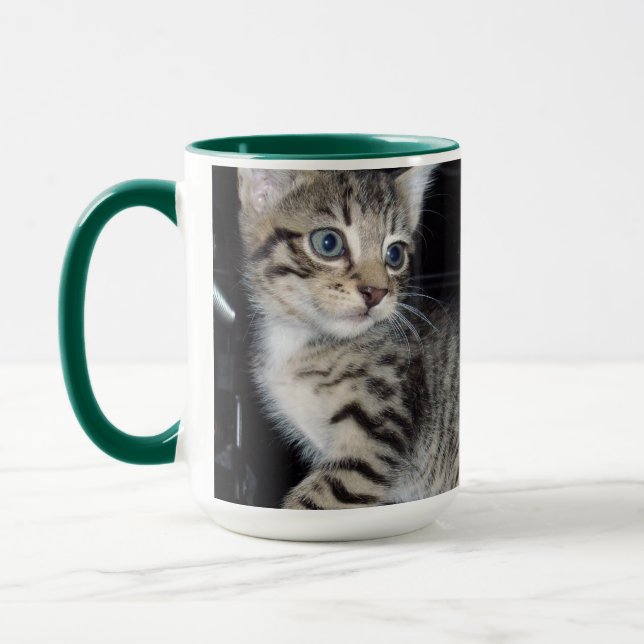 "Störenfried: Die Mischlinge Tabby Kitten Tasse (Links)