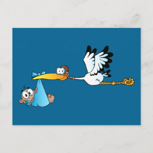 Stork and Baby Boy Afroamerikanisch Postkarte