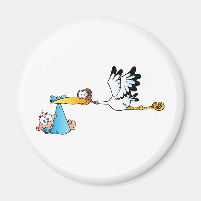 Stork and Baby Boy Magnet (Vorne)