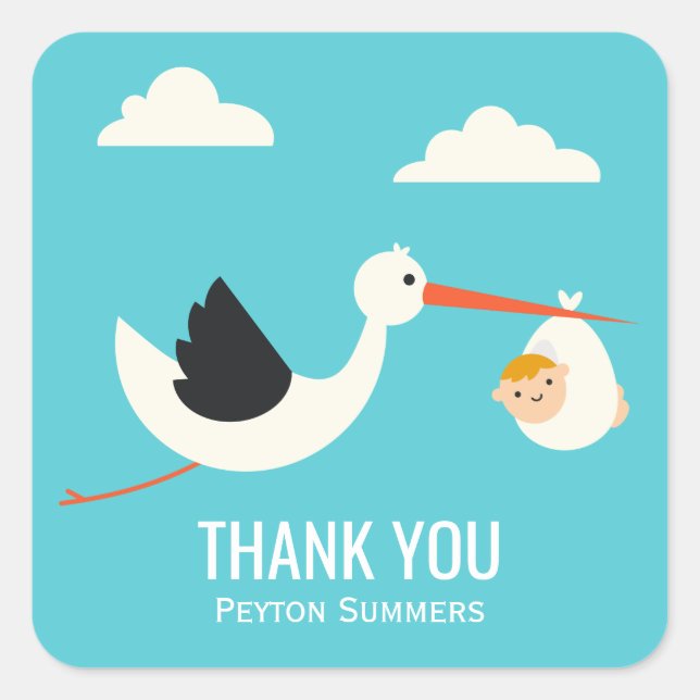 Stork Ankunft Quadratischer Aufkleber (Vorderseite)