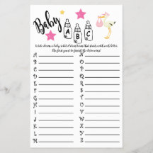 STORK BABY ABC BABY SHOWER GAME CARD