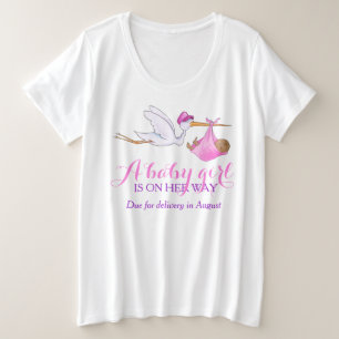 Stork Baby auf dem Weg benutzerdefinierten Datum M Große Größe T-Shirt
