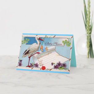 STORK BABY BOY DUSCHE MIT BLUME EINLADUNG