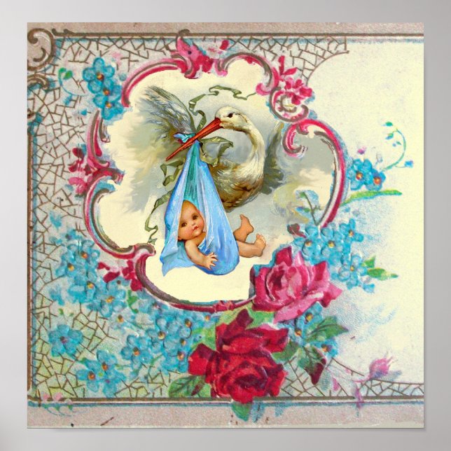 STORK BABY BOY SHOWCreme Poster (Vorne)