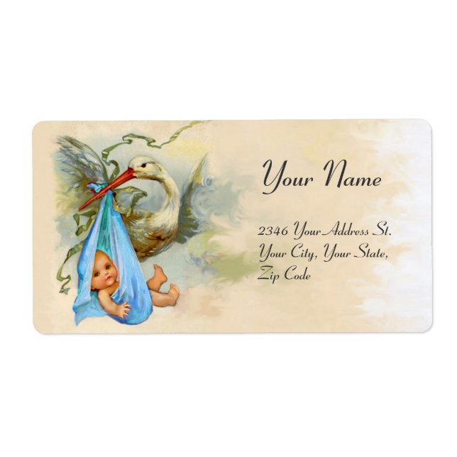 STORK BABY BOY SHOWER BLUE PINK (Vorne)