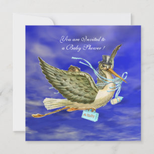 STORK BABY BOY SHOWER EINLADUNG