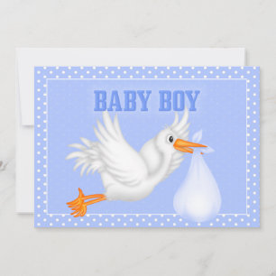 Stork Baby Boy Shower Einladung
