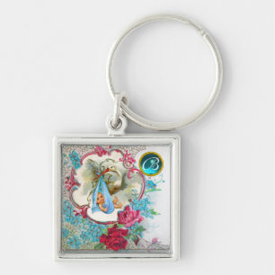 STORK BABY BOY SHOWER GEM MONOGRAM SCHLÜSSELANHÄNGER