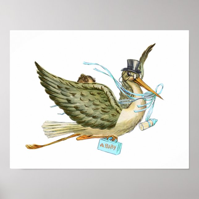 STORK BABY BOY SHOWER POSTER (Vorne)