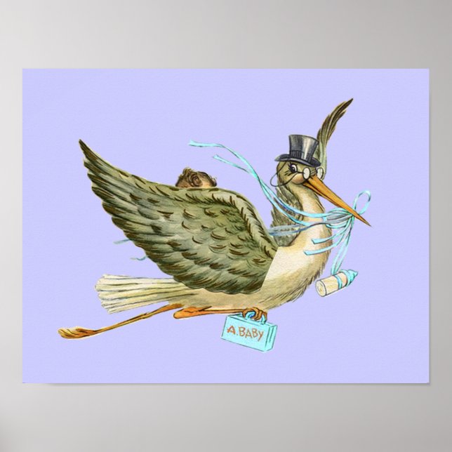 STORK BABY BOY SHOWER, Turquase Poster (Vorne)