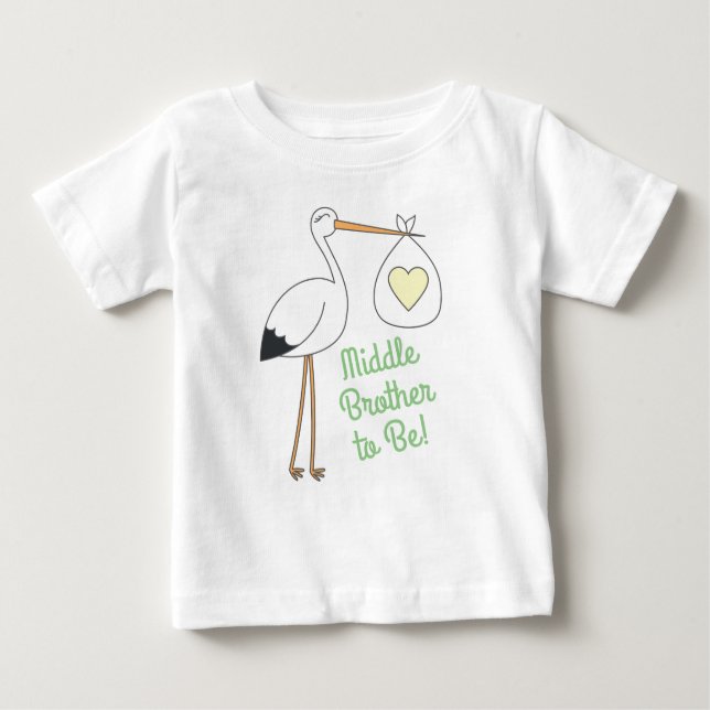 Stork Baby Dusche Grüner Frühling Baby T-shirt (Vorderseite)