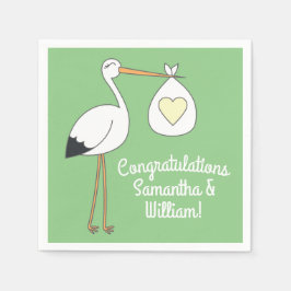 Stork Baby Dusche Grüner Frühling Serviette