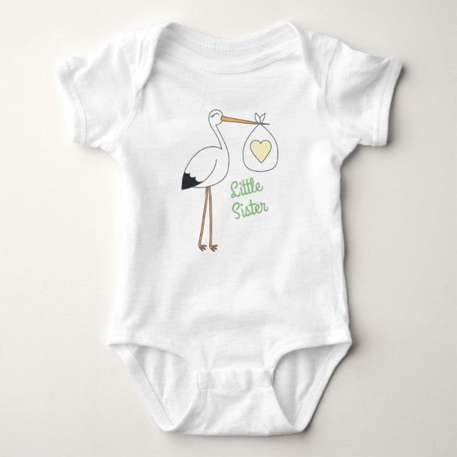 Stork Baby Duwer Green Gender Neutral Baby Strampler (Vorderseite)