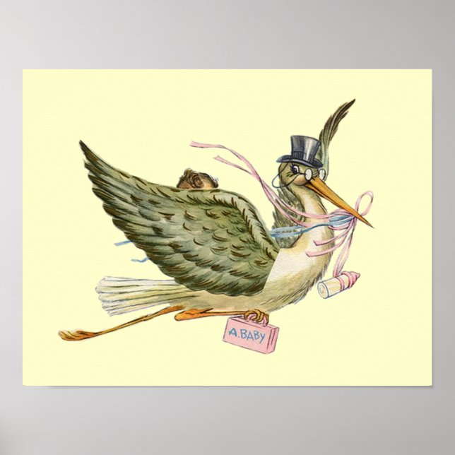 STORK BABY GIRL DUSCHE ,Creme Poster (Vorne)