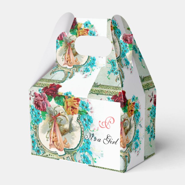 STORK BABY GIRL DUSCHMONOGRAM Weiß Geschenkschachtel (Vorderseite)
