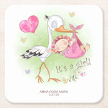 *~* Stork Baby Girl Herz Blume Kinderdusche