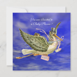 STORK BABY GIRL SHOWER EINLADUNG