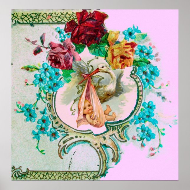 STORK BABY GIRL SHOWER POSTER (Vorne)