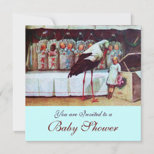 STORK BABY SHOWER 3, blau Einladung