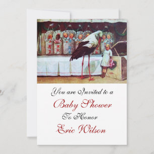 STORK BABY SHOWER 3, weiß Einladung