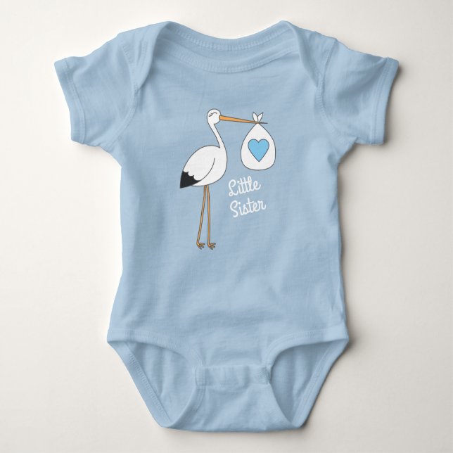 Stork Baby Shower Blue Boy Baby Strampler (Vorderseite)