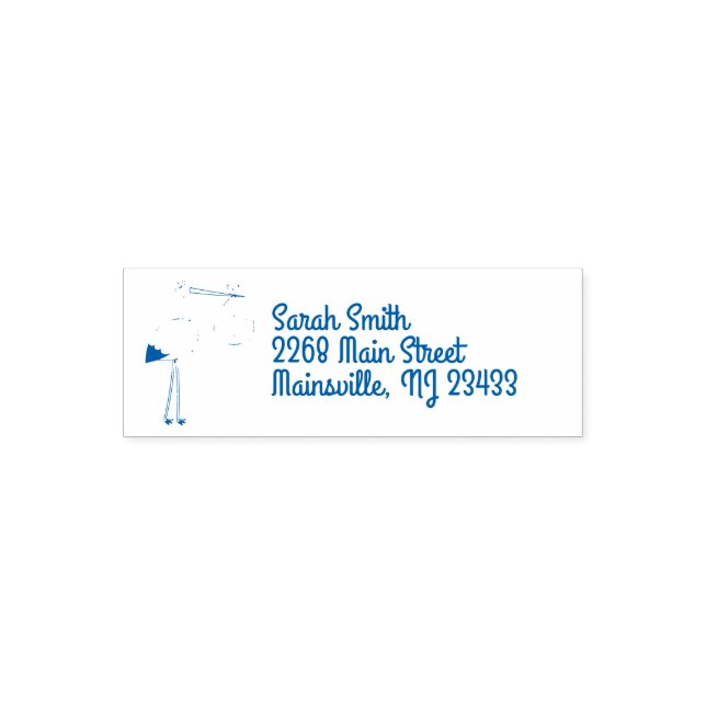 Stork Baby Shower Blue Boy Permastempel (Design)